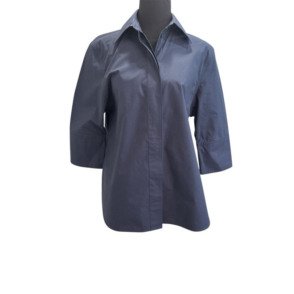 Carla Rockmore Women’s Relaxed Fit Shirt With Split Back Navy Blue Size XS